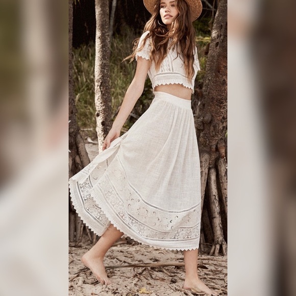 Spell & Gypsy ABIGAIL LACE TIE SIDE SKIRT S - Picture 1 of 7
